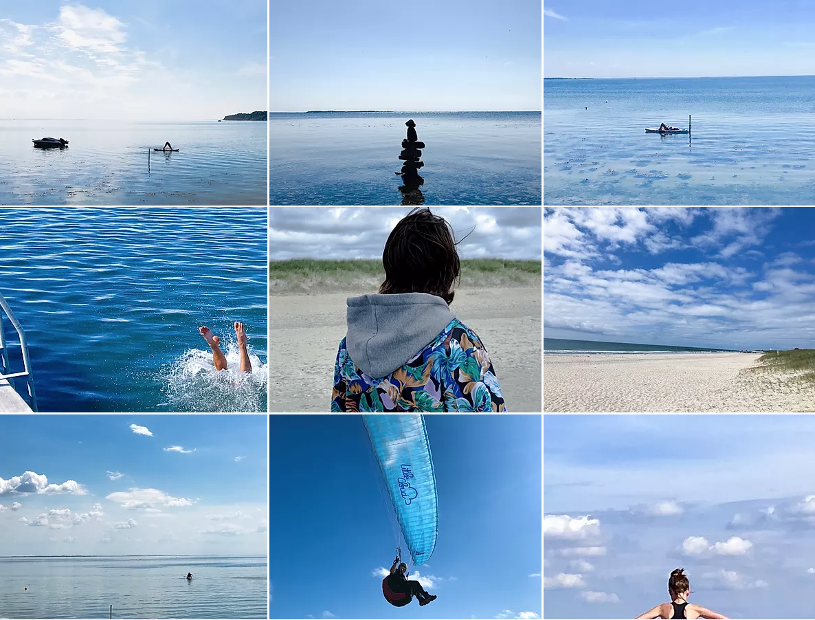 Billecollage af motiver med vand på ved Hejlsminde og vesterhavet